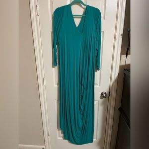 Teyxo European designer aqua blue maxi dress